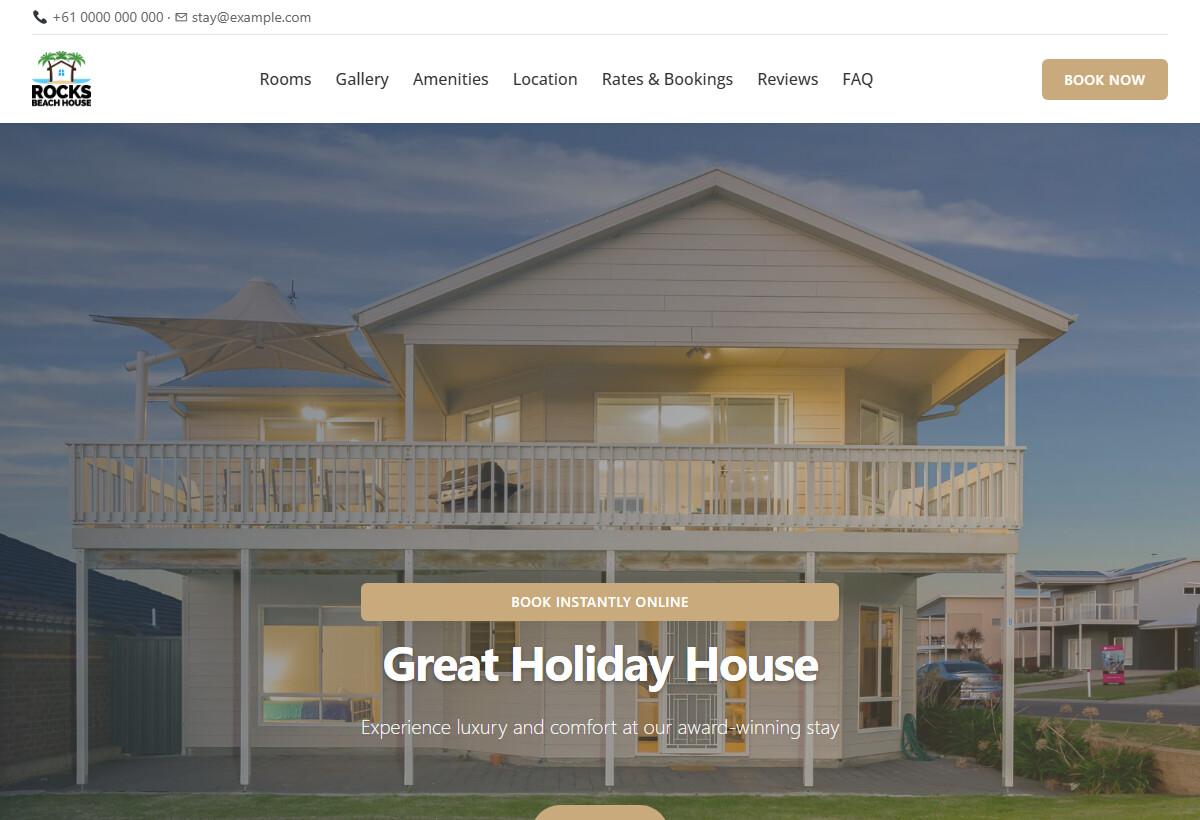 Book It Fast Holiday Rental theme — demo site